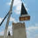 Lowering steeple with crane